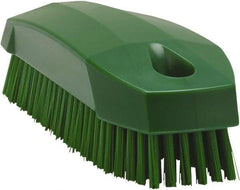 Vikan - 0.7" Bristle Length, Polyester Scrub Brush - 1-1/2" Wide Head, 4-1/2" OAL, Green, Polypropylene Block - Eagle Tool & Supply