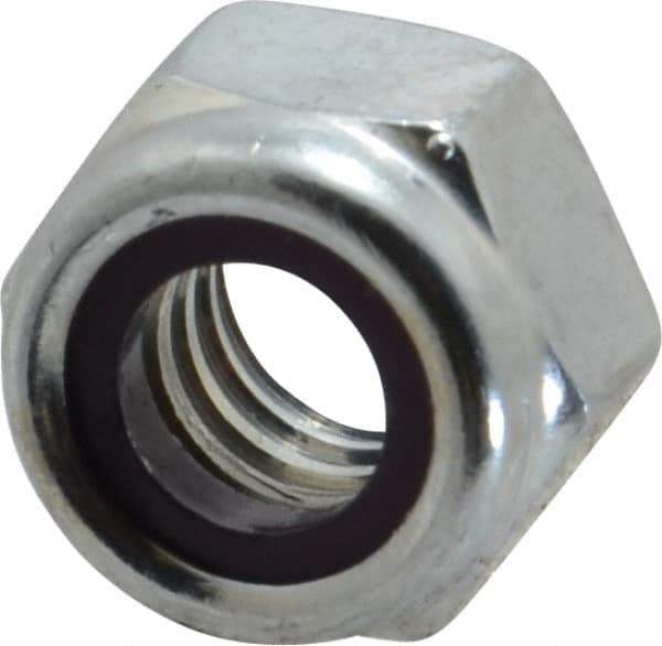 Value Collection - 5/16-18 UNC Grade B Hex Lock Nut with Nylon Insert - 1/2" Width Across Flats, 11/32" High, Zinc-Plated Finish - Eagle Tool & Supply