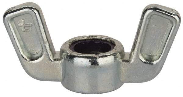 Value Collection - 3/8-16 UNC, Zinc Plated, Zinc Alloy Nylon-Insert Locking Wing Nut - Grade 2, 1-1/2" Wing Span, 0.718" Wing Span - Eagle Tool & Supply