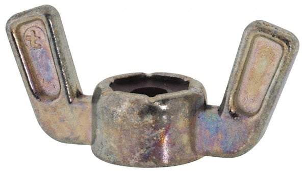 Value Collection - #8-32 UNC, Zinc Plated, Zinc Alloy Nylon-Insert Locking Wing Nut - Grade 2, 1.031" Wing Span, 1/2" Wing Span - Eagle Tool & Supply