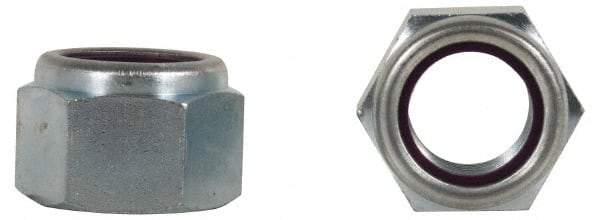 Value Collection - 1-8 UNC 18-8 Hex Lock Nut with Nylon Insert - 1-7/16" Width Across Flats, 1-3/64" High - Eagle Tool & Supply