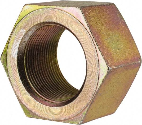 Value Collection - 1-3/4 - 12 UN Steel Right Hand Hex Nut - 2-3/4" Across Flats, 1-1/2" High, Zinc Yellow Dichromate Finish - Eagle Tool & Supply