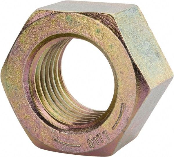 Value Collection - 2 - 4-1/2 UNC Steel Right Hand Hex Nut - 3-1/8" Across Flats, 1-23/32" High, Zinc Yellow Dichromate Finish - Eagle Tool & Supply