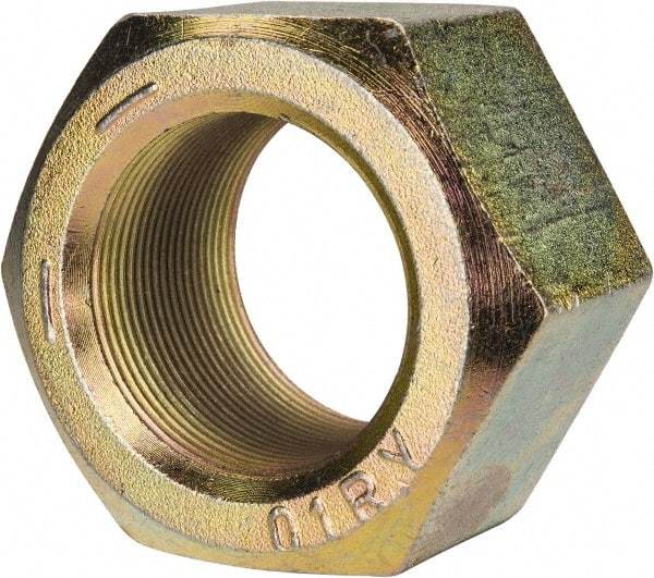 Value Collection - 2-12 UN Steel Right Hand Hex Nut - 3-1/8" Across Flats, 1-23/32" High, Zinc Yellow Dichromate Finish - Eagle Tool & Supply