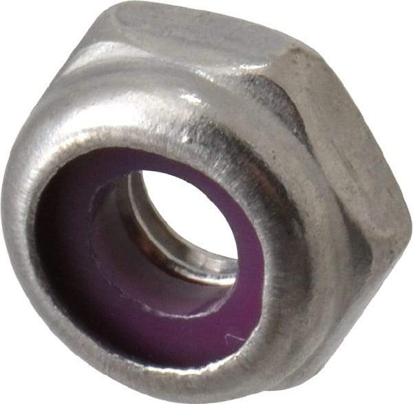 Value Collection - #10-32 UNF 18-8 Hex Lock Nut with Nylon Insert - 3/8" Width Across Flats, 3/16" High, Uncoated - Eagle Tool & Supply