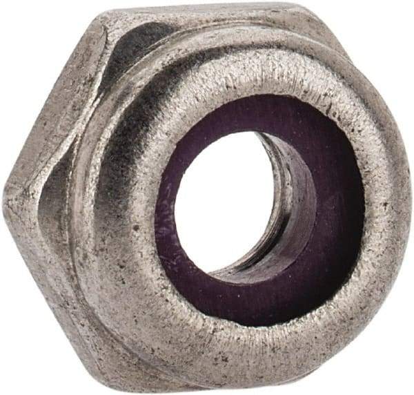 Value Collection - #10-24 UNC 18-8 Hex Lock Nut with Nylon Insert - 3/8" Width Across Flats, 3/16" High, Uncoated - Eagle Tool & Supply