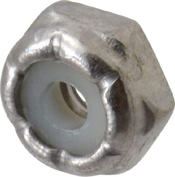 Value Collection - #4-40 UNC 18-8 Hex Lock Nut with Nylon Insert - 1/4" Width Across Flats, 1/8" High - Eagle Tool & Supply