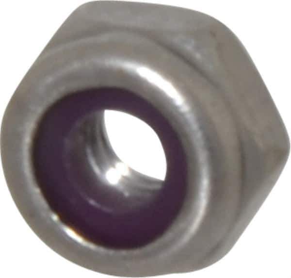 Value Collection - #8-32 UNC 18-8 Hex Lock Nut with Nylon Insert - 11/32" Width Across Flats, 3/16" High, Uncoated - Eagle Tool & Supply