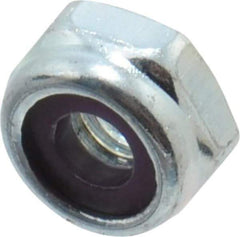 Value Collection - #10-32 UNF Grade 2 Hex Lock Nut with Nylon Insert - 3/8" Width Across Flats, 3/16" High, Zinc-Plated Finish - Eagle Tool & Supply