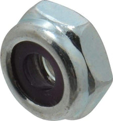 Value Collection - #10-24 UNC Grade 2 Hex Lock Nut with Nylon Insert - 3/8" Width Across Flats, 3/16" High, Zinc-Plated Finish - Eagle Tool & Supply