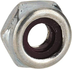 Value Collection - #5-40 UNC Grade 2 Hex Lock Nut with Nylon Insert - 1/4" Width Across Flats, 1/8" High, Zinc-Plated Finish - Eagle Tool & Supply