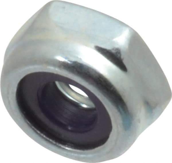 Value Collection - #8-32 UNC Grade 2 Hex Lock Nut with Nylon Insert - 11/32" Width Across Flats, 3/16" High, Zinc-Plated Finish - Eagle Tool & Supply