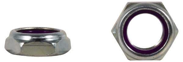 Value Collection - 1-14 UNF Grade 2 Hex Lock Nut with Nylon Insert - 1-7/16" Width Across Flats, 35/64" High, Zinc-Plated Finish - Eagle Tool & Supply