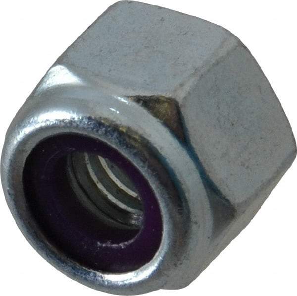 Value Collection - 3/8-16 UNC Grade 2 Heavy Hex Lock Nut with Nylon Insert - 39/64" Width Across Flats, 35/64" High, Zinc-Plated Finish - Eagle Tool & Supply