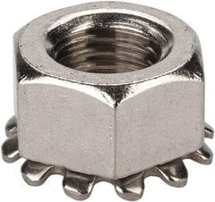 Value Collection - 5/16-24, 0.328" High, Uncoated, Stainless Steel Hex Nut with External Tooth Washer - 37/64" Washer Diam, 1/2" Width Across Flats, Grade 18-8 - Eagle Tool & Supply