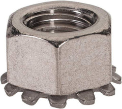 Value Collection - 3/8-16, 0.391" High, Uncoated, Stainless Steel Hex Nut with External Tooth Washer - 21/32" Washer Diam, 9/16" Width Across Flats, Grade 18-8 - Eagle Tool & Supply