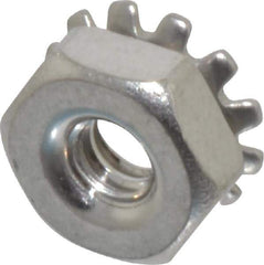 Value Collection - #6-32, 0.14" High, Uncoated, Stainless Steel Hex Nut with External Tooth Washer - 11/32" Washer Diam, 5/16" Width Across Flats, Grade 18-8 - Eagle Tool & Supply