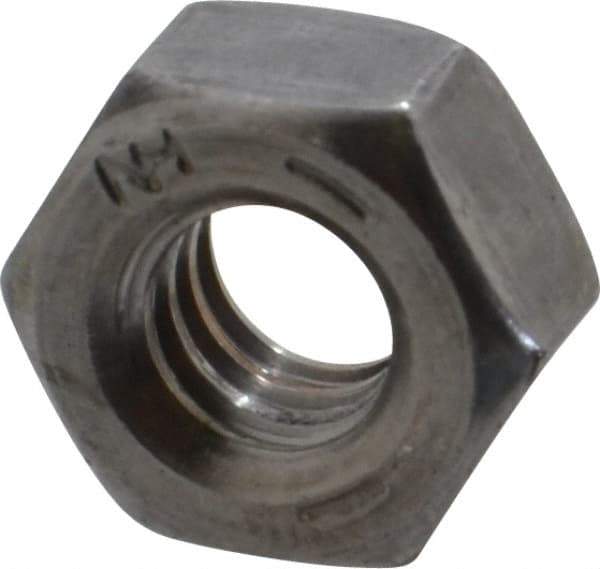 Value Collection - 1/4-20 UNC Steel Right Hand Hex Nut - 7/16" Across Flats, 0.226" High, Uncoated - Eagle Tool & Supply