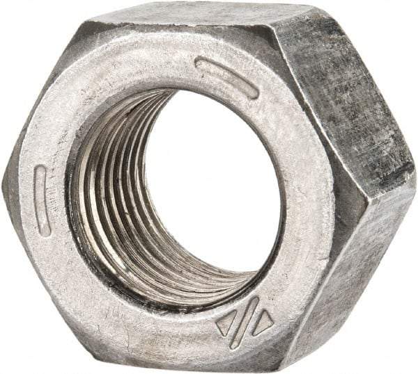 Value Collection - 9/16-18 UNF Steel Right Hand Hex Nut - 7/8" Across Flats, 0.496" High, Uncoated - Eagle Tool & Supply