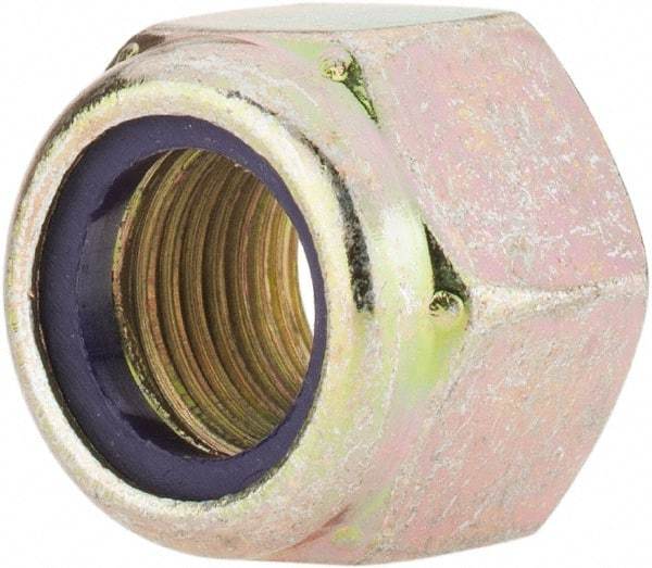 Value Collection - 1/2-20 UNF Grade 8 Hex Lock Nut with Nylon Insert - 3/4" Width Across Flats, 19/32" High, Zinc Yellow Dichromate Finish - Eagle Tool & Supply