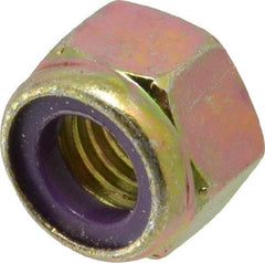 Value Collection - 9/16-12 UNC Grade 8 Hex Lock Nut with Nylon Insert - 7/8" Width Across Flats, 41/64" High, Zinc Yellow Dichromate Finish - Eagle Tool & Supply