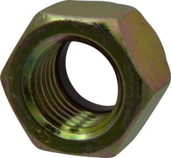 Value Collection - 1-8 UNC Grade 8 Hex Lock Nut with Nylon Insert - 1-7/16" Width Across Flats, 1-3/64" High, Zinc Yellow Dichromate Finish - Eagle Tool & Supply