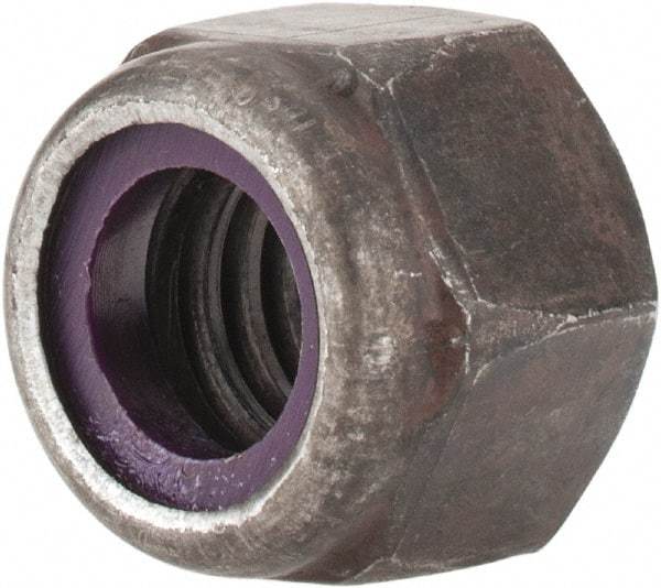 Value Collection - 3/8-16 UNC Grade 8 Hex Lock Nut with Nylon Insert - 9/16" Width Across Flats, 29/64" High, Uncoated - Eagle Tool & Supply