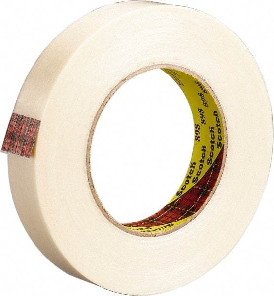 3M - 12mm x 330m Clear Rubber Adhesive Strapping Tape - Polypropylene Film Backing, 6.6 mil Thick, 380 Lb Tensile Strength, Series 898 - Eagle Tool & Supply