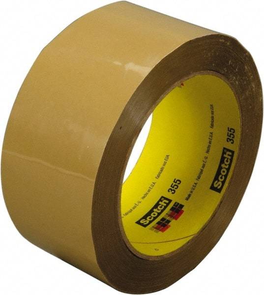 3M - 72mm x 50m Tan Rubber Adhesive Sealing Tape - Polyester Film Backing, 3.4 mil Thick, 67 Lb Tensile Strength, Series 355 - Eagle Tool & Supply