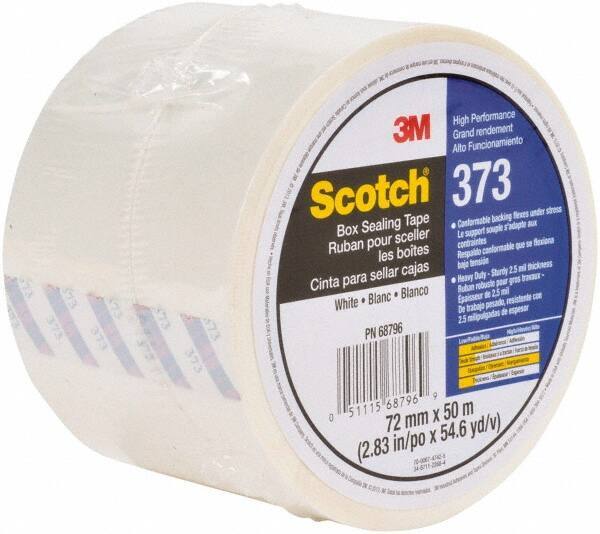 3M - 72mm x 50m White Sealing Tape - 2.5 mil Thick, 30 Lb Tensile Strength, Series 373 - Eagle Tool & Supply