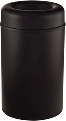 Rubbermaid - 30 Gal Black Round Decorative Waste Receptacle With Top - Steel, 876mm High - Eagle Tool & Supply