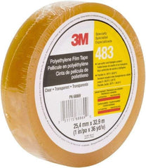 3M - 36 Yds. x 1", Clear Polyethylene Film Tape - 483 Series, 5 mil Thick, 10 Lb./Inch Tensile Strength - Eagle Tool & Supply