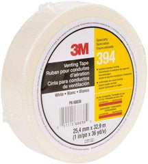 3M - 36 Yds. x 1", White Nonwoven Fabric Film Tape - 394 Series, 4 mil Thick, 6 Lb./Inch Tensile Strength - Eagle Tool & Supply