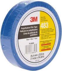 3M - 36 Yds. x 1", Blue Polyethylene Film Tape - 483 Series, 5 mil Thick, 10 Lb./Inch Tensile Strength - Eagle Tool & Supply