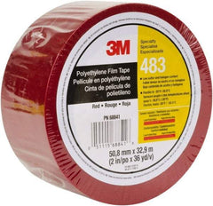 3M - 36 Yds. x 1", Red Polyethylene Film Tape - 483 Series, 5 mil Thick, 10 Lb./Inch Tensile Strength - Eagle Tool & Supply