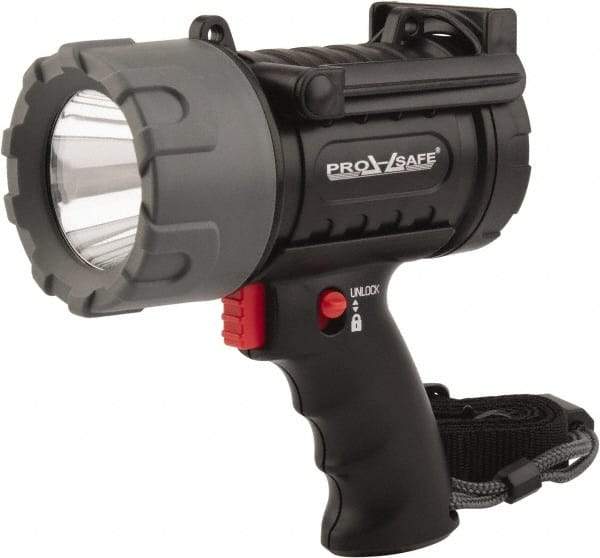 PRO-SAFE - White LED Bulb, 180 Lumens, Spotlight/Lantern Flashlight - Black Plastic Body, 3 C Alkaline Batteries Not Included - Eagle Tool & Supply