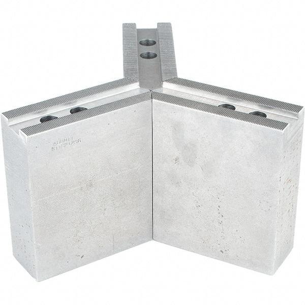 Abbott Workholding Products - 12" & Up Chuck Capacity, 1.5mm x 60° Serrated Attachment, Square Soft Lathe Chuck Jaw - 3 Jaws, Steel, 1.1811" Btw Mount Hole Ctrs, 5-1/2" Long x 2" Wide x 6" High, 0.8268" Groove, 0.6299" & 16mm Fastener - Eagle Tool & Supply