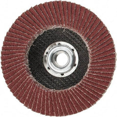 3M - 80 Grit, 4-1/2" Disc Diam, 5/8-11 Center Hole, Type 27 Ceramic Flap Disc - 13,300 Max RPM, Cloth Backing, Arbor Attaching System, Coated - Eagle Tool & Supply