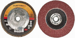 3M - 60 Grit, 4-1/2" Disc Diam, 5/8-11 Center Hole, Type 29 Ceramic Flap Disc - 13,300 Max RPM, Cloth Backing, Arbor Attaching System, Coated - Eagle Tool & Supply