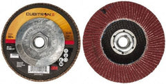 3M - 60 Grit, 4-1/2" Disc Diam, 5/8-11 Center Hole, Type 27 Ceramic Flap Disc - 13,300 Max RPM, Cloth Backing, Arbor Attaching System, Coated - Eagle Tool & Supply