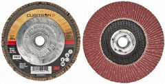 3M - 80 Grit, 4-1/2" Disc Diam, 5/8-11 Center Hole, Type 29 Ceramic Flap Disc - 13,300 Max RPM, Cloth Backing, Arbor Attaching System, Coated - Eagle Tool & Supply