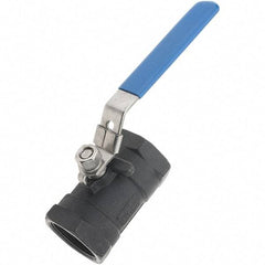 Value Collection - 1-1/2" Pipe, Carbon Steel Standard Ball Valve - 1 Piece, NPT Ends, Lever Handle, 2,000 WSP - Eagle Tool & Supply