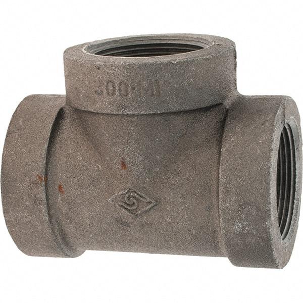 Value Collection - Size 1-1/2", Class 300, Malleable Iron Black Pipe Tee - 300 psi, Threaded End Connection - Eagle Tool & Supply