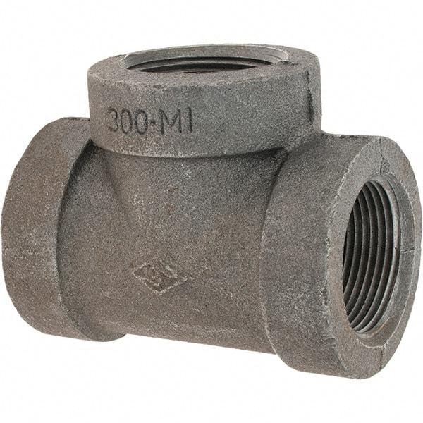 Value Collection - Size 1-1/4", Class 300, Malleable Iron Black Pipe Tee - 300 psi, Threaded End Connection - Eagle Tool & Supply
