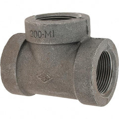 Value Collection - Size 1-1/4", Class 300, Malleable Iron Black Pipe Tee - 300 psi, Threaded End Connection - Eagle Tool & Supply
