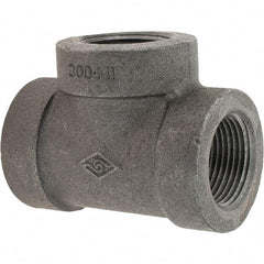 Value Collection - Size 1", Class 300, Malleable Iron Black Pipe Tee - 300 psi, Threaded End Connection - Eagle Tool & Supply