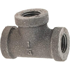 Value Collection - Size 1/4", Class 300, Malleable Iron Black Pipe Tee - 300 psi, Threaded End Connection - Eagle Tool & Supply