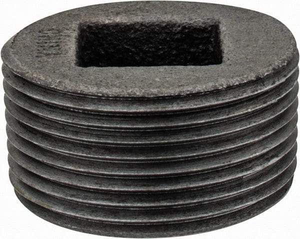 Value Collection - Class 150, 1-1/2" Black Pipe Countersunk Plug - Threaded, Malleable Iron - Eagle Tool & Supply