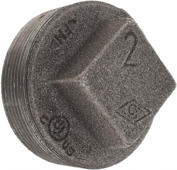 Value Collection - Size 2", Class 150, Malleable Iron Black Pipe Square Plug - 150 psi, Threaded End Connection - Eagle Tool & Supply