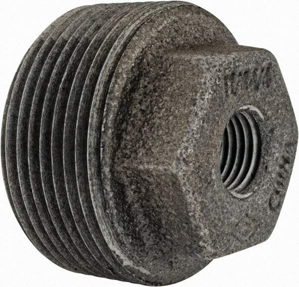 Value Collection - Size 1-1/4 x 3/8", Class 150, Malleable Iron Black Pipe Hex Bushing - 150 psi, Threaded End Connection - Eagle Tool & Supply